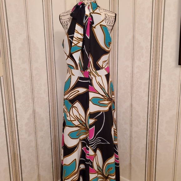 Tahari open back tie maxi dress excellent condition - Picture 2 of 5